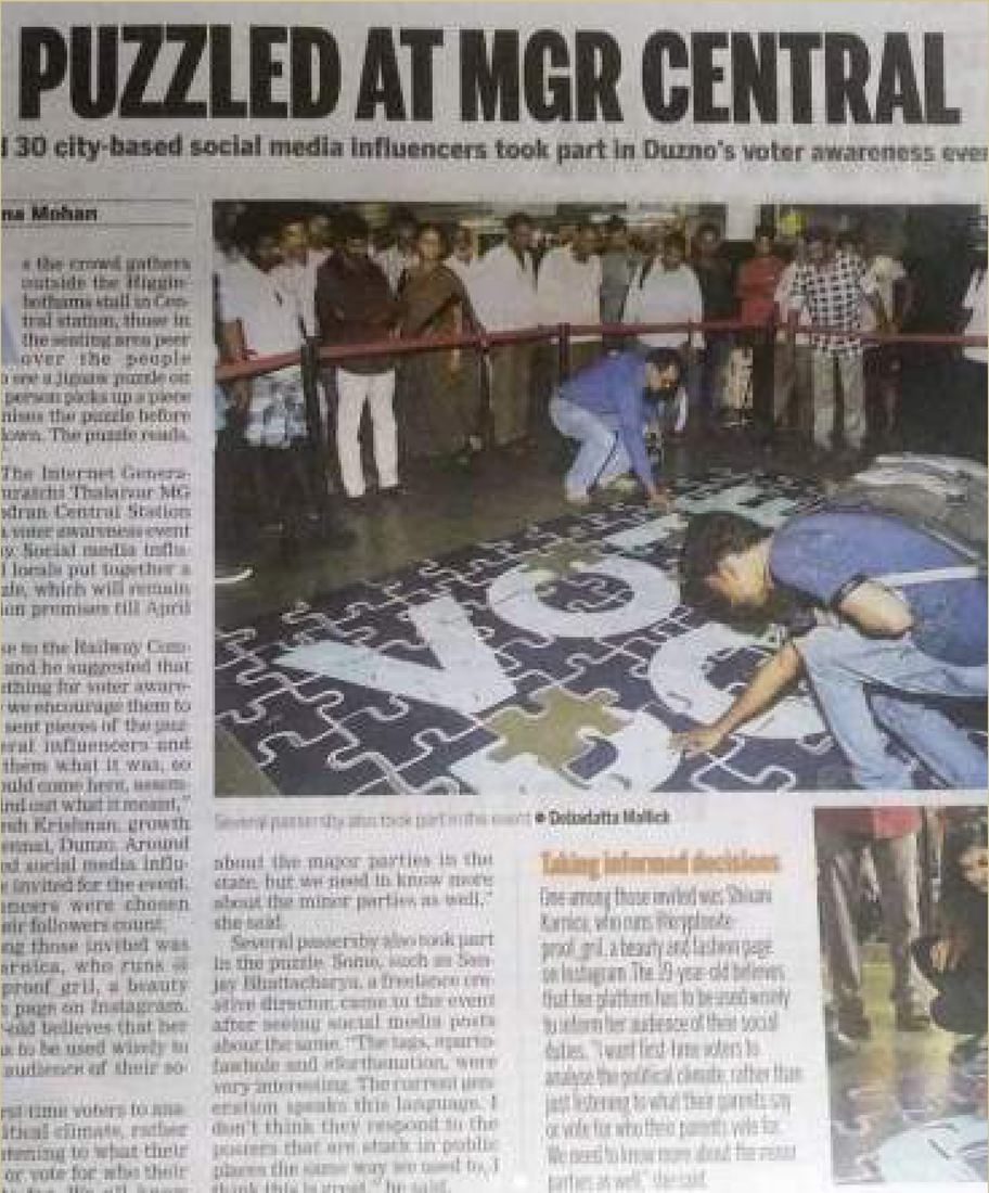 Puzzled at MGR Central — Vote Podu campaign
